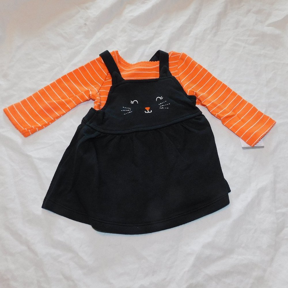 Baby Girl First Halloween Black Cat Dress 3 Months Costume One Piece 2pces NEW